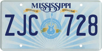 MS license plate ZJC728