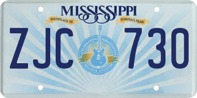 MS license plate ZJC730