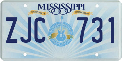 MS license plate ZJC731