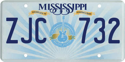 MS license plate ZJC732