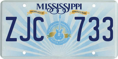 MS license plate ZJC733