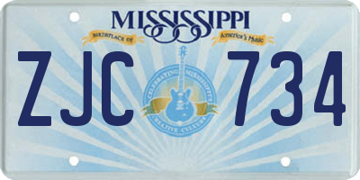 MS license plate ZJC734
