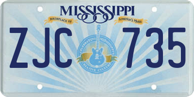 MS license plate ZJC735