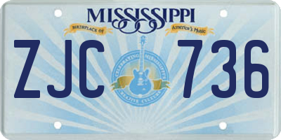 MS license plate ZJC736