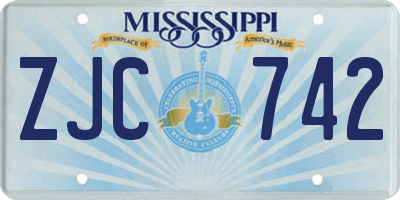MS license plate ZJC742