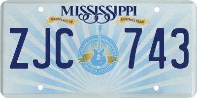 MS license plate ZJC743