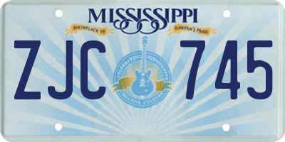 MS license plate ZJC745