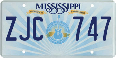 MS license plate ZJC747