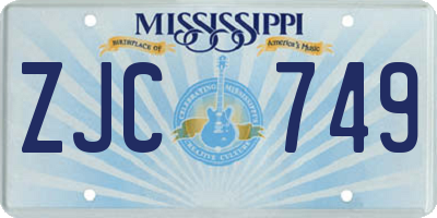 MS license plate ZJC749
