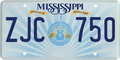 MS license plate ZJC750