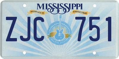 MS license plate ZJC751