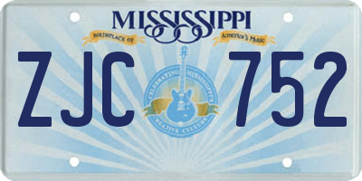 MS license plate ZJC752