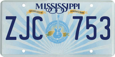MS license plate ZJC753