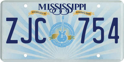 MS license plate ZJC754