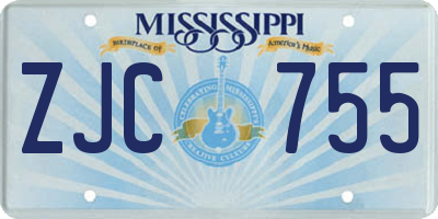 MS license plate ZJC755