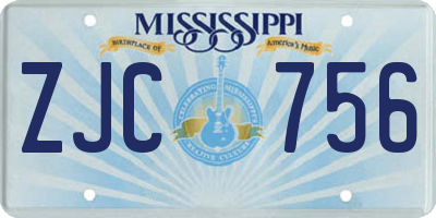 MS license plate ZJC756