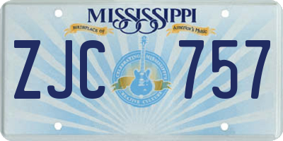 MS license plate ZJC757