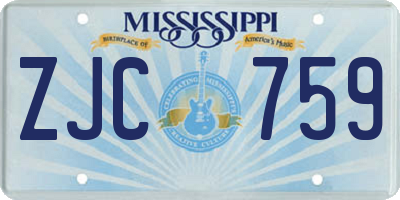MS license plate ZJC759