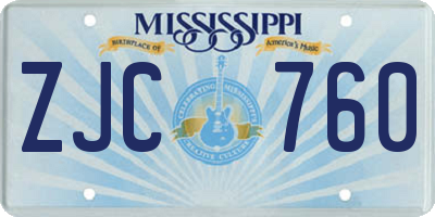MS license plate ZJC760