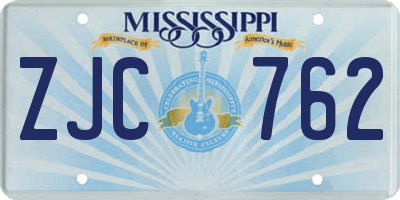 MS license plate ZJC762