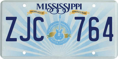 MS license plate ZJC764