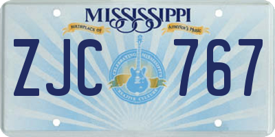 MS license plate ZJC767
