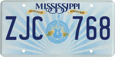 MS license plate ZJC768