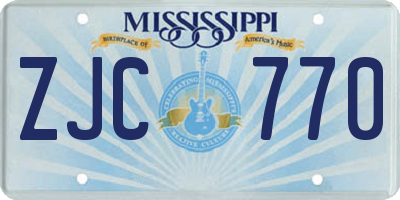 MS license plate ZJC770