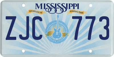 MS license plate ZJC773