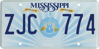 MS license plate ZJC774