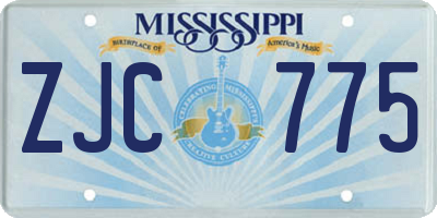MS license plate ZJC775
