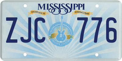 MS license plate ZJC776