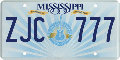 MS license plate ZJC777