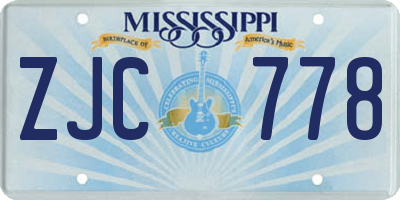 MS license plate ZJC778