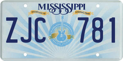 MS license plate ZJC781