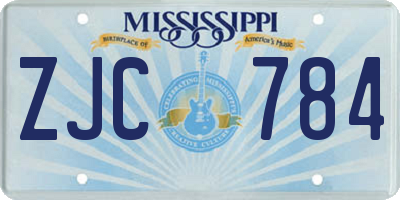MS license plate ZJC784