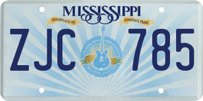 MS license plate ZJC785