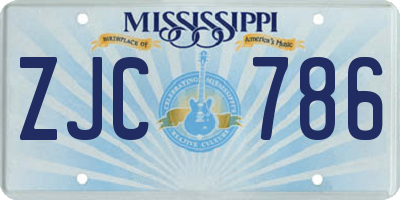 MS license plate ZJC786