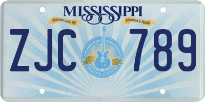 MS license plate ZJC789