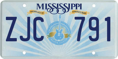 MS license plate ZJC791