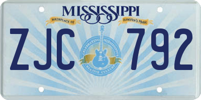 MS license plate ZJC792