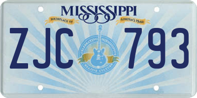 MS license plate ZJC793