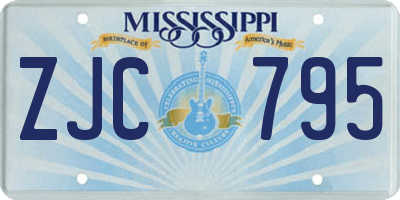 MS license plate ZJC795