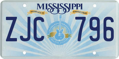 MS license plate ZJC796