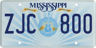 MS license plate ZJC800