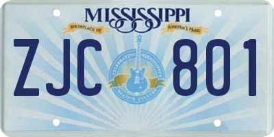 MS license plate ZJC801