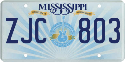 MS license plate ZJC803