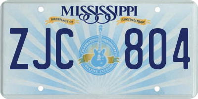 MS license plate ZJC804