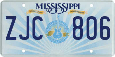 MS license plate ZJC806