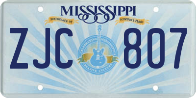 MS license plate ZJC807